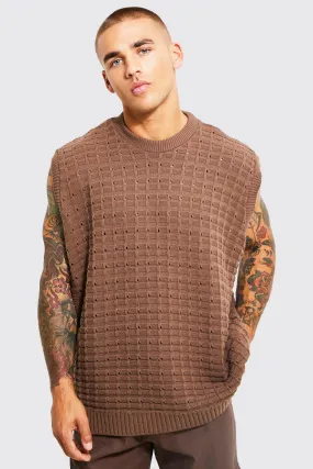 Oversized Open Stitch Knitted Vest