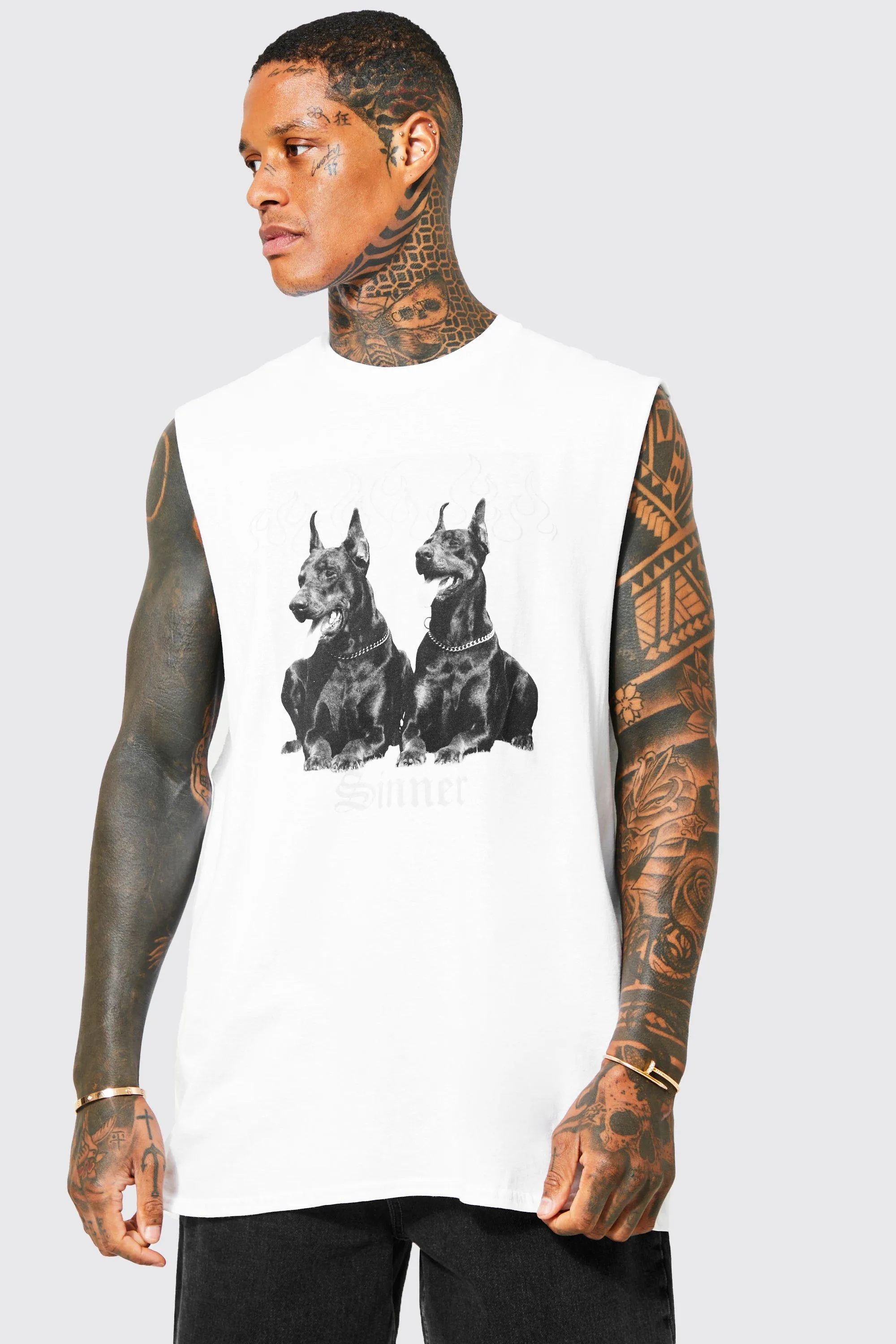 Oversized Sinner Dog Graphic Vest