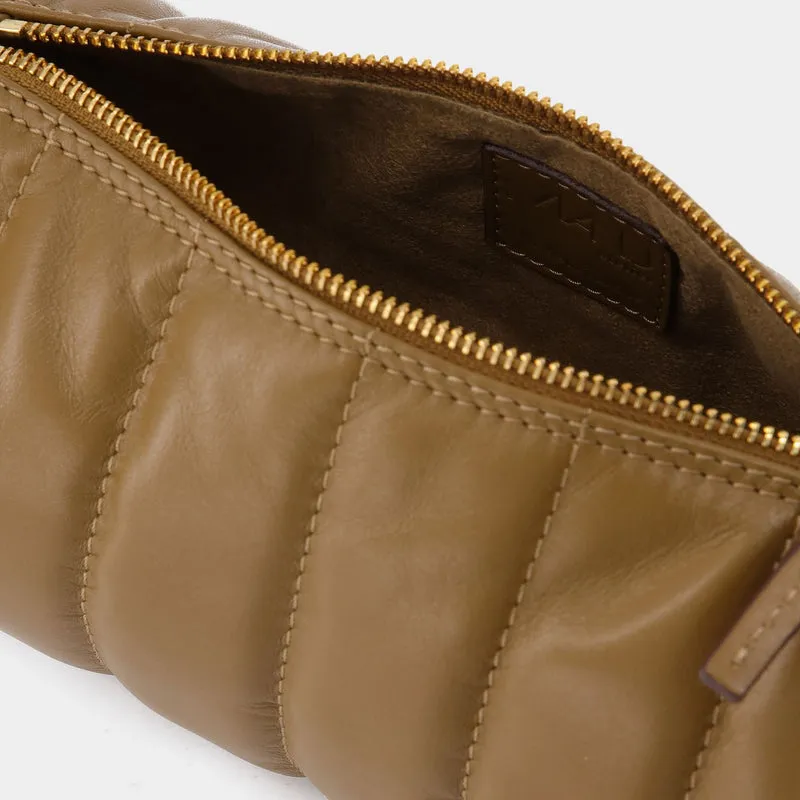 Padded Cylinder Bag in Brown Leather