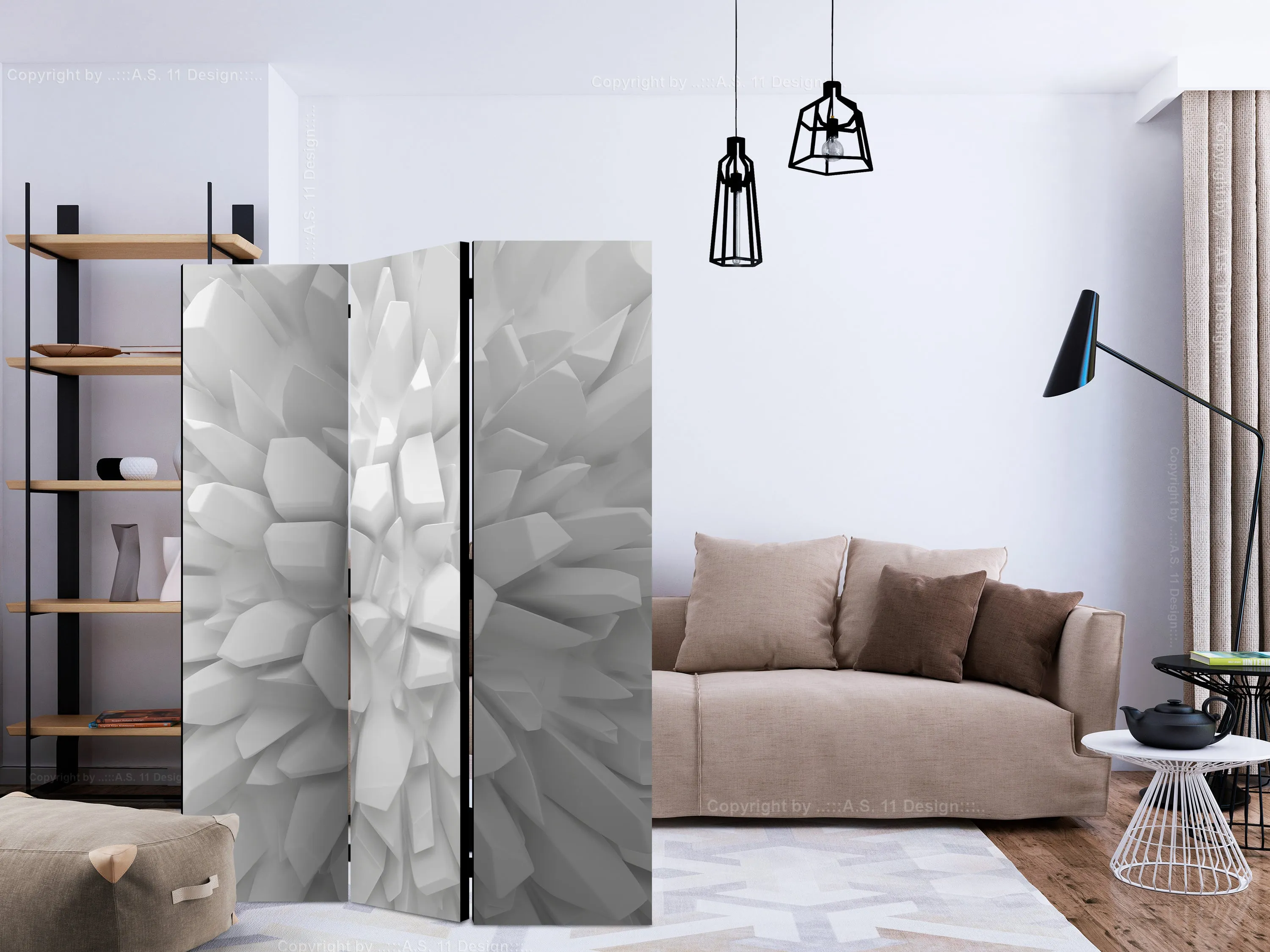 Paravento White dahlia [Room Dividers]