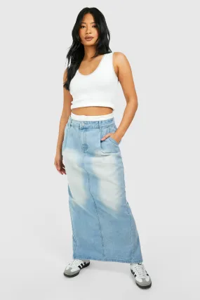 Petite Boxer Waistband Denim Maxi Skirt