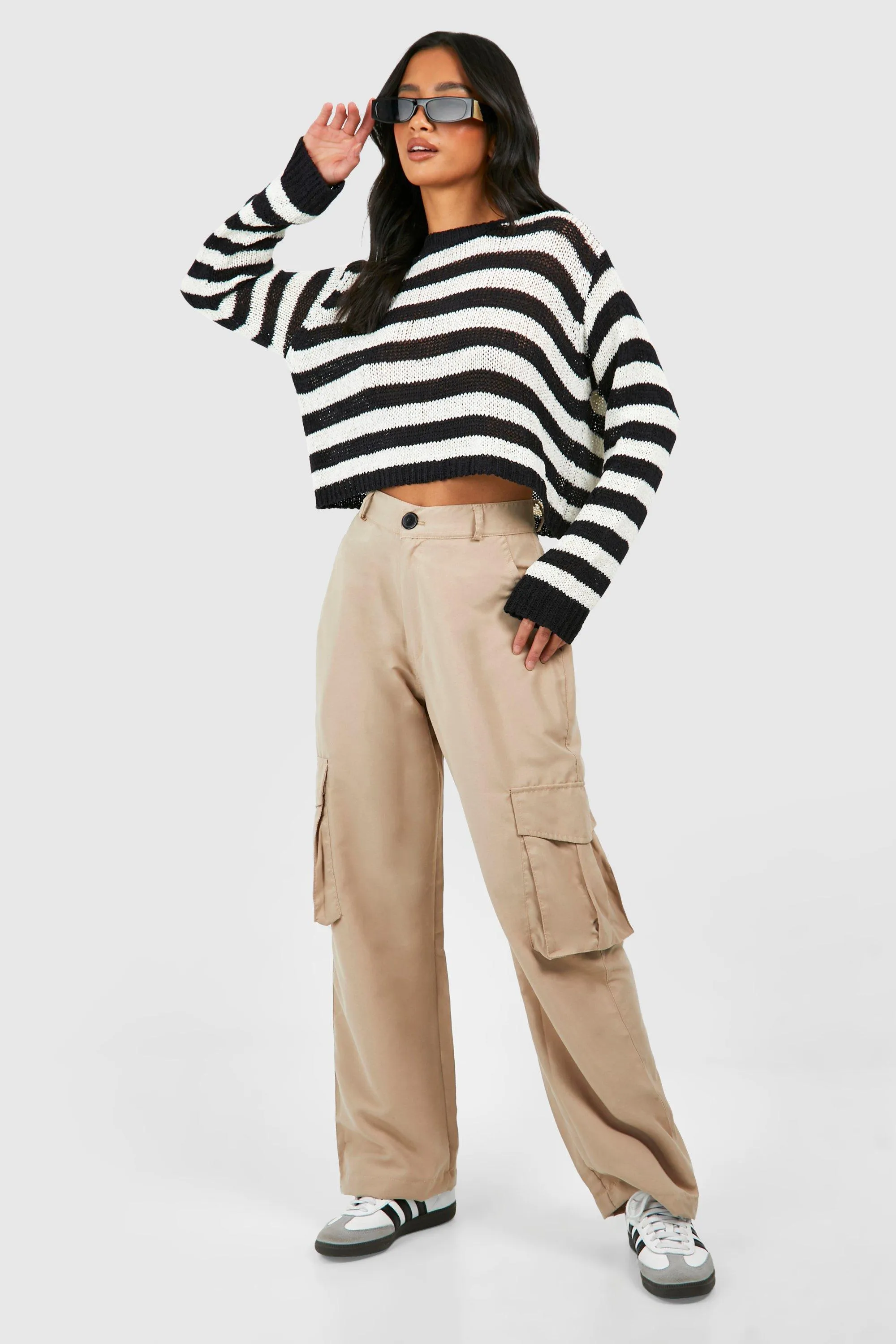 Petite Straight Leg Twill Cargo Pants