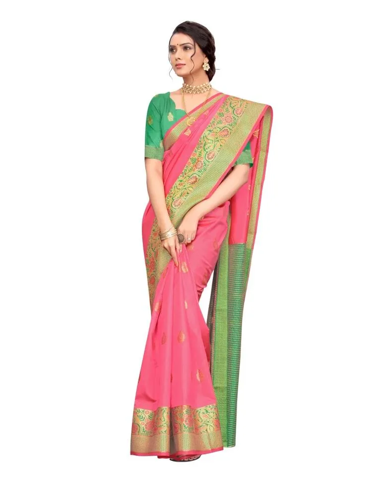 Pink Banarasi Silk Saree