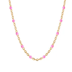 Pink Enamel Dot Necklace