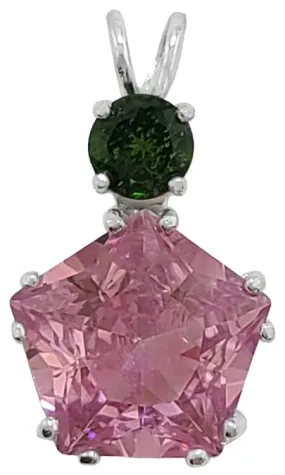 Pink Garnet Star of Venus? with Round Cut Chrome Diopside