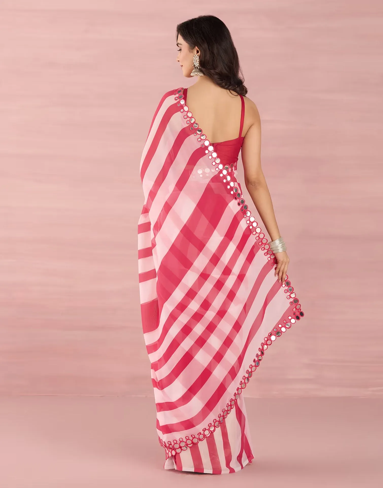 Pink Georgette Printed Saree