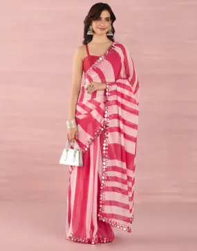 Pink Georgette Printed Saree