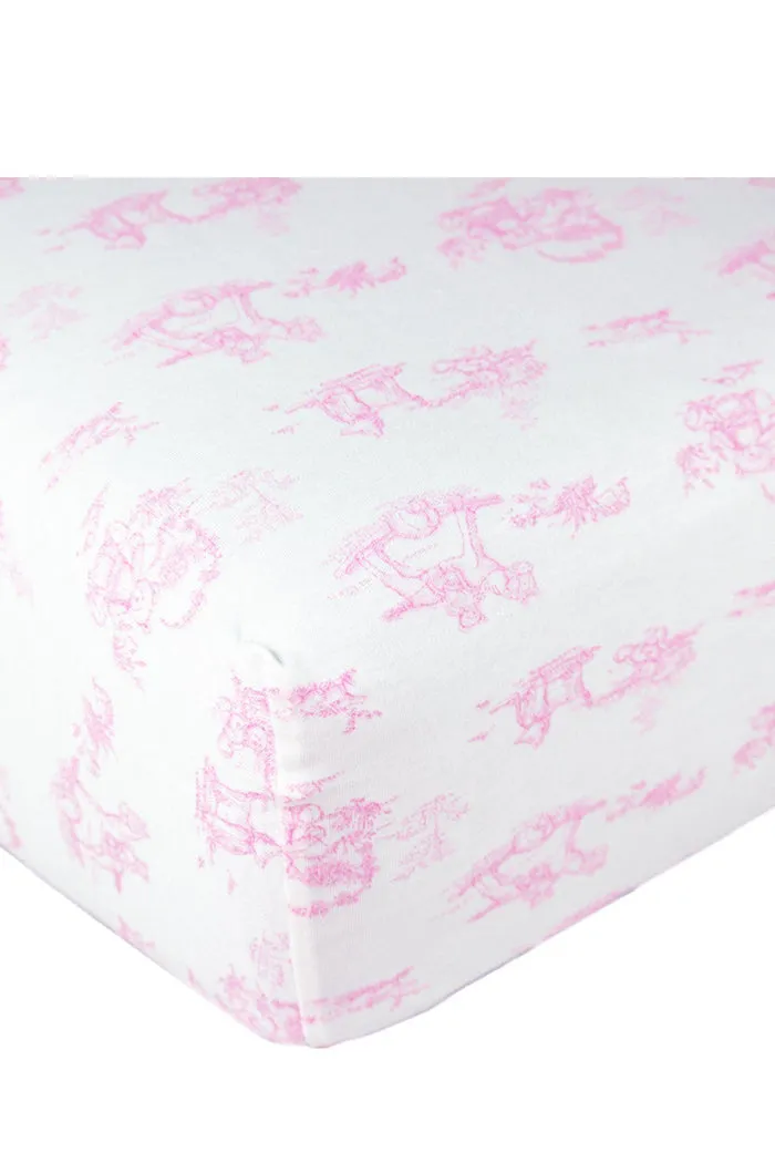 Pink Toile Crib Sheets