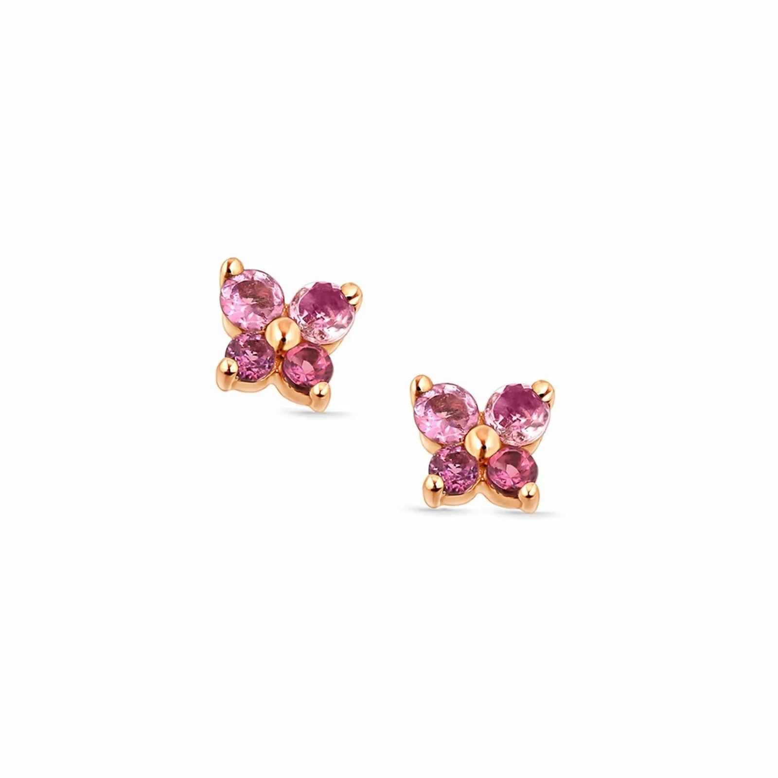 Pink Tourmaline Butterfly Stud Earrings