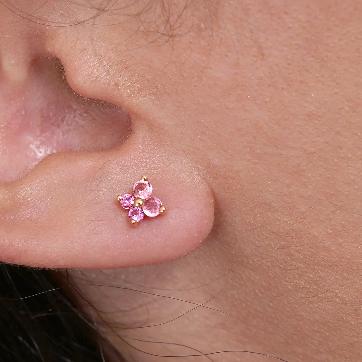 Pink Tourmaline Butterfly Stud Earrings