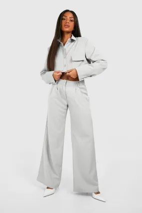 Pinstripe Mid Rise Tailored Wide Leg Pants