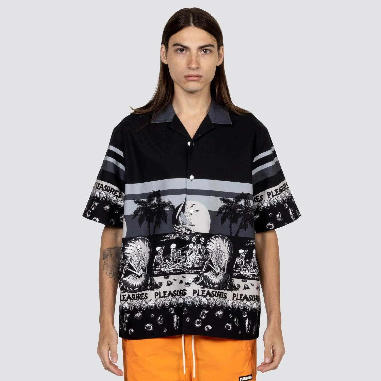 Pleasures Men Beach Button Down Black