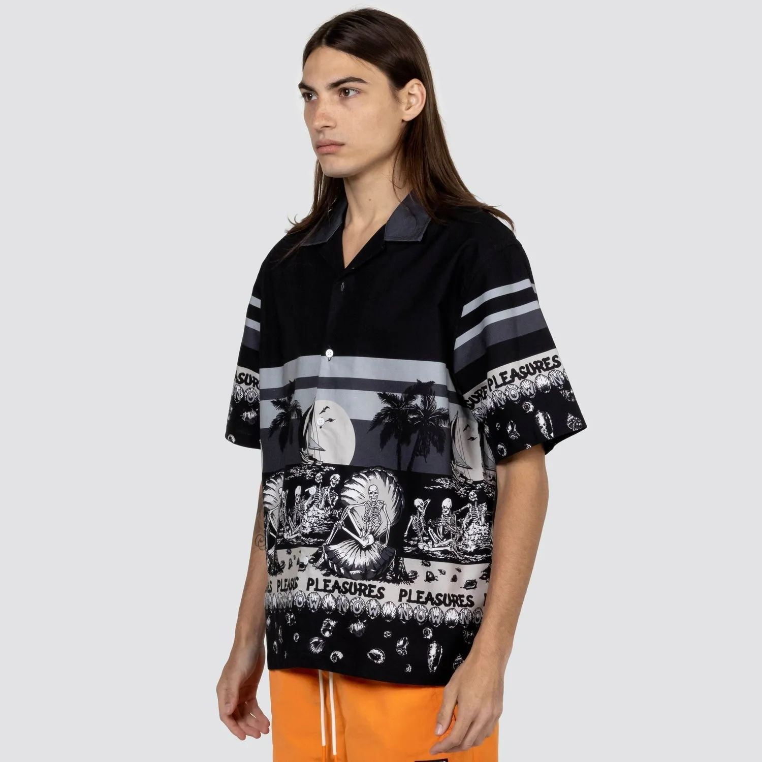 Pleasures Men Beach Button Down Black