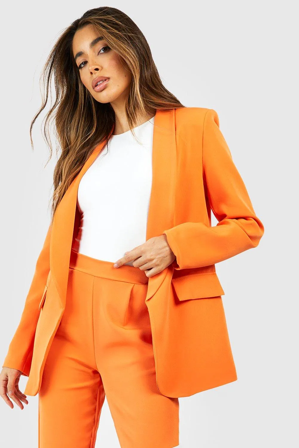 Plunge Collar Relaxed Fit Tailored Blazer