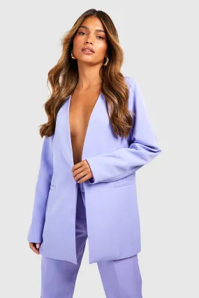 Plunge Front Collarless Blazer