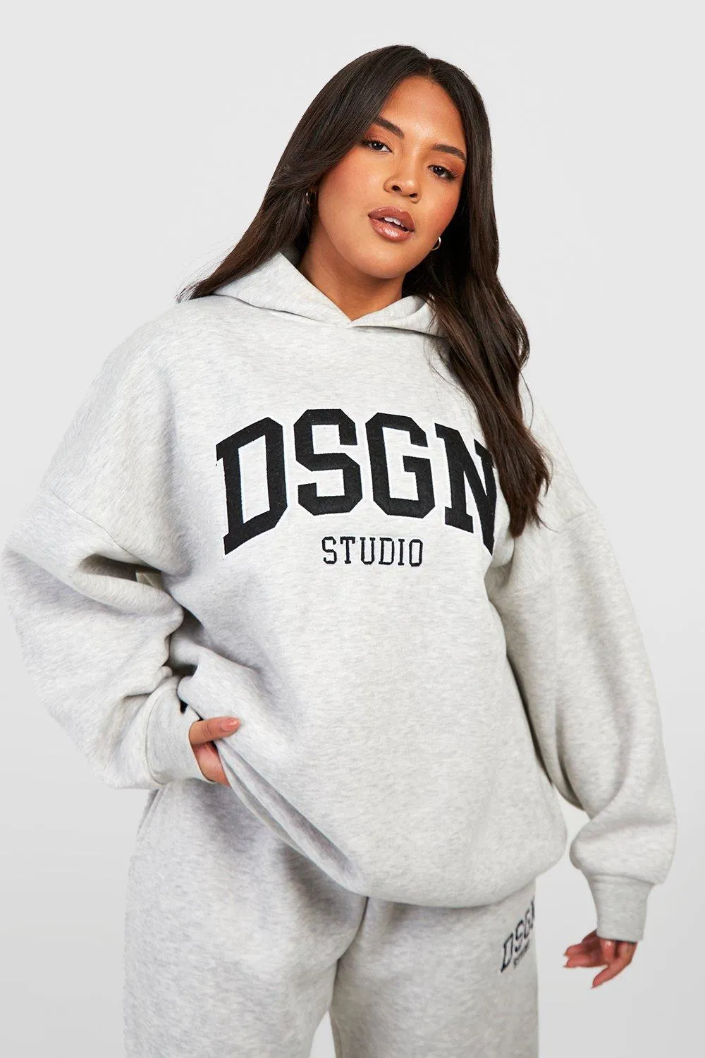 Plus Applique Embroidered Oversized Hoodie