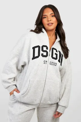 Plus Applique Oversized Zip Through Hoodie