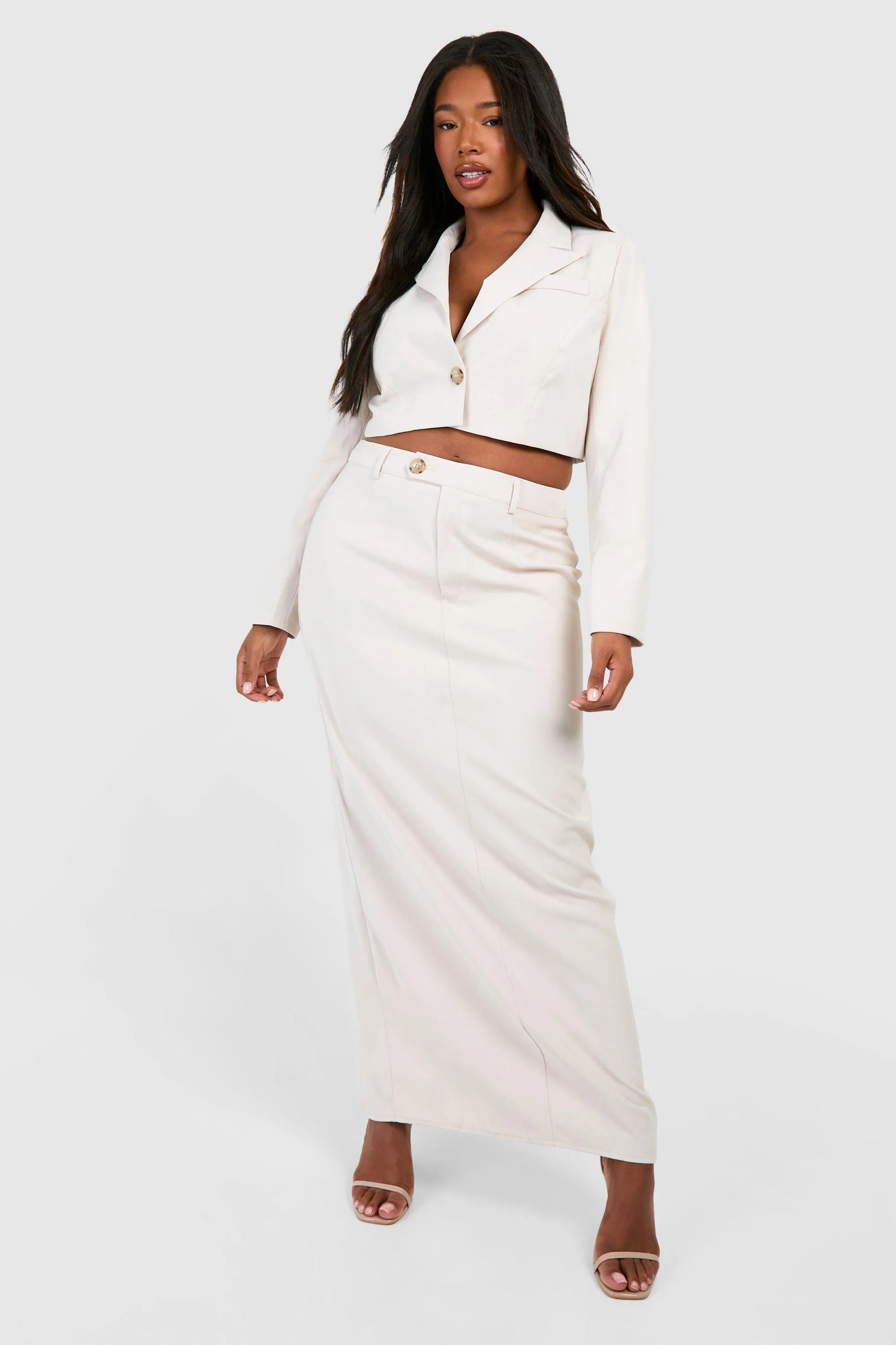 Plus Column Split Back Maxi Skirt