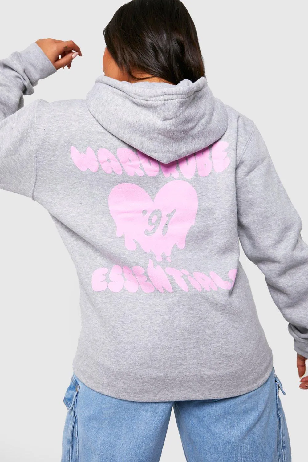 Plus Graffiti Heart Back Print Oversized Hoodie