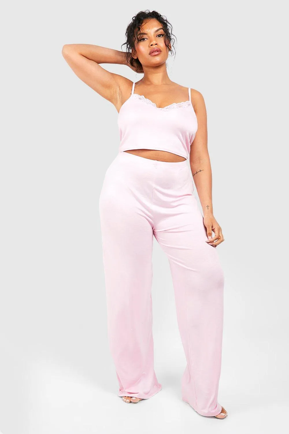 Plus Peached Cami And Pants Set