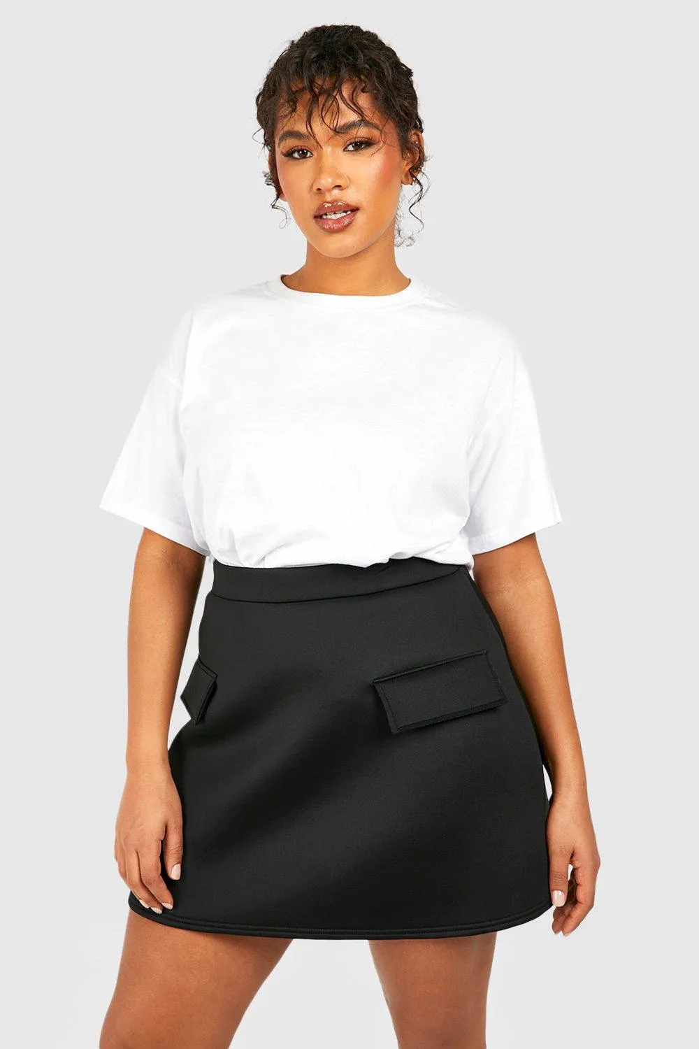 Plus Pocket Detail Scuba Mini Skirt