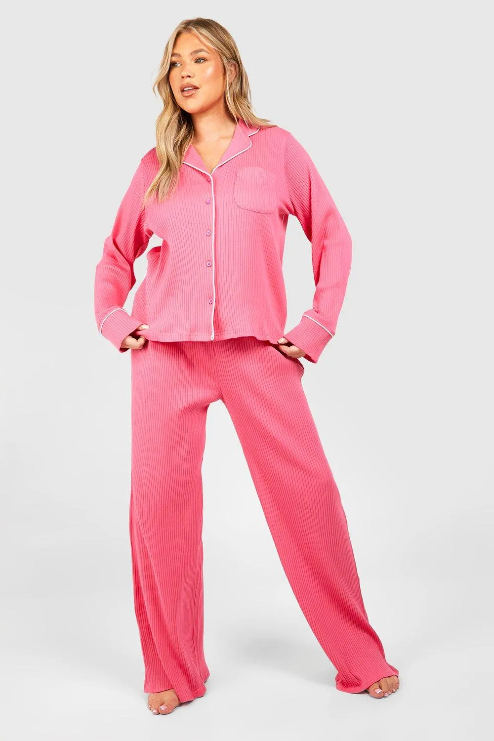 Plus Rib Tie Waist Lounge Pants