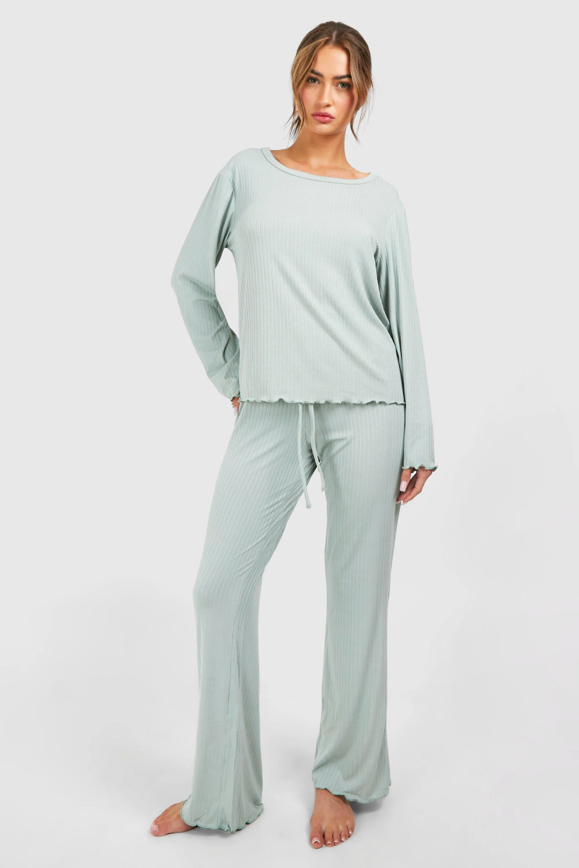 Pointelle Long Sleeve And Pants Pj Set