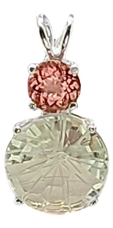 Prasiolite Super Nova? with Trillion Cut Pink Tourmaline