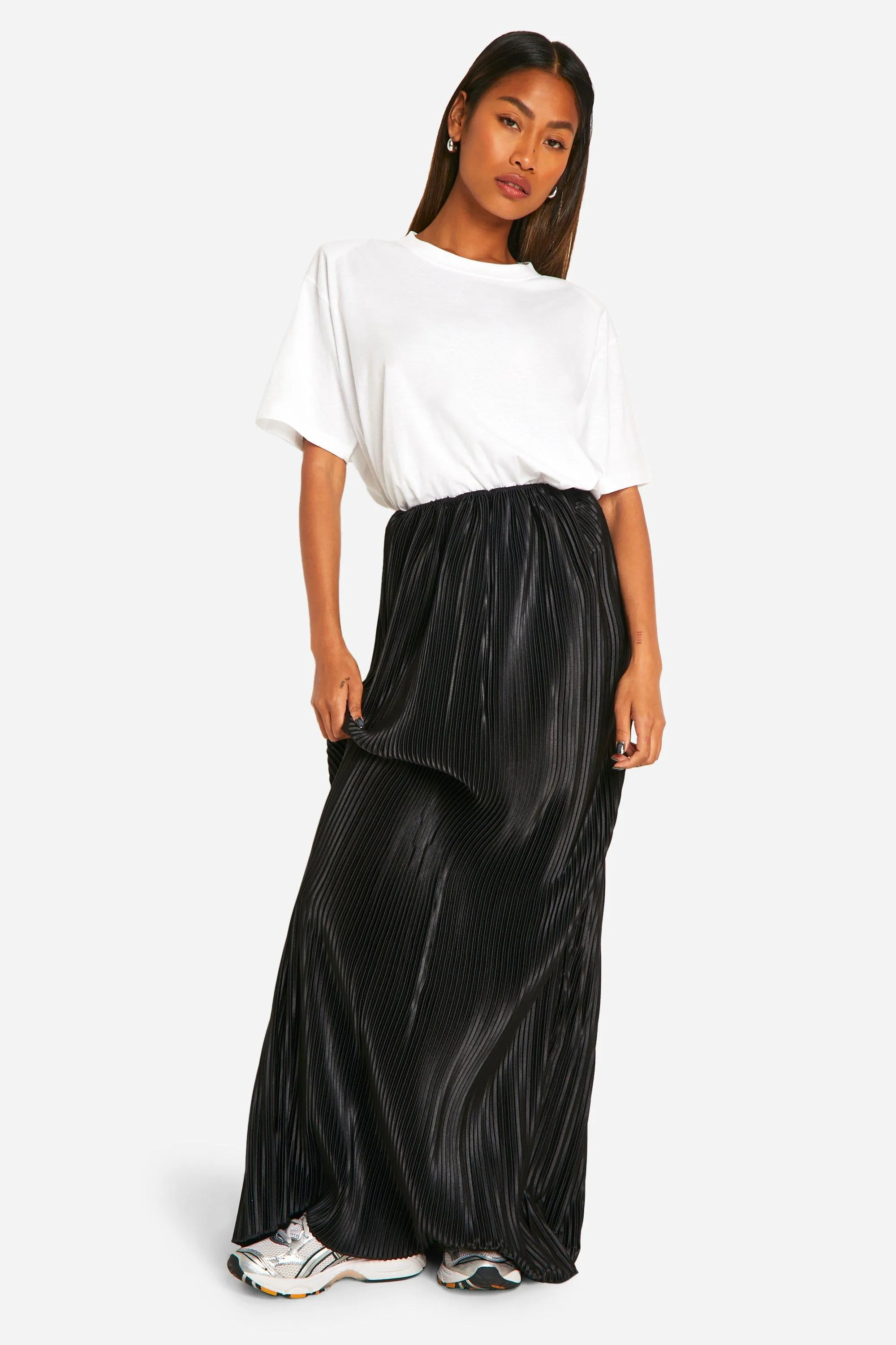 Premium Satin Plisse Maxi Skirt