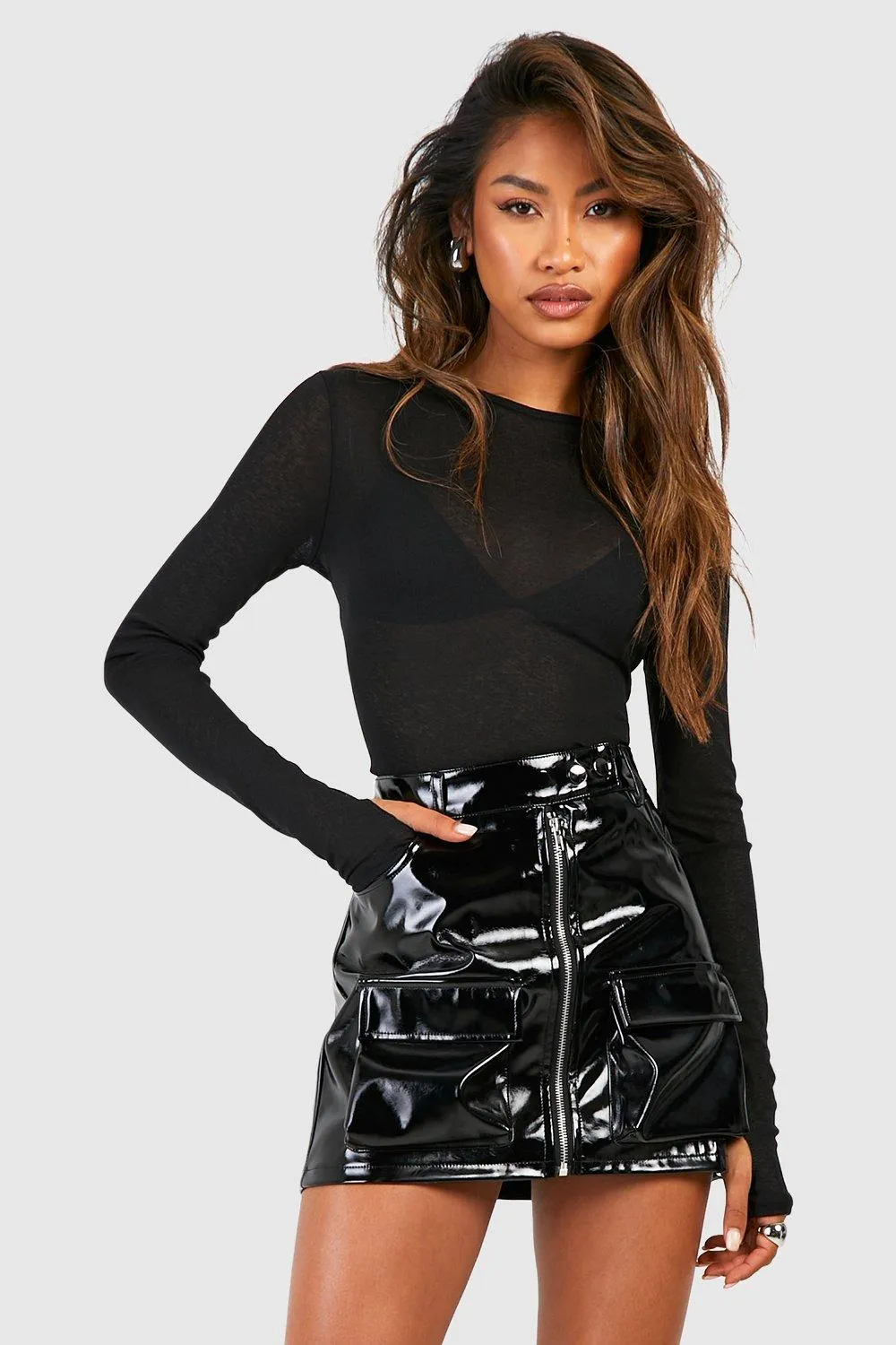 Premium Vinyl Biker Mini Skirt