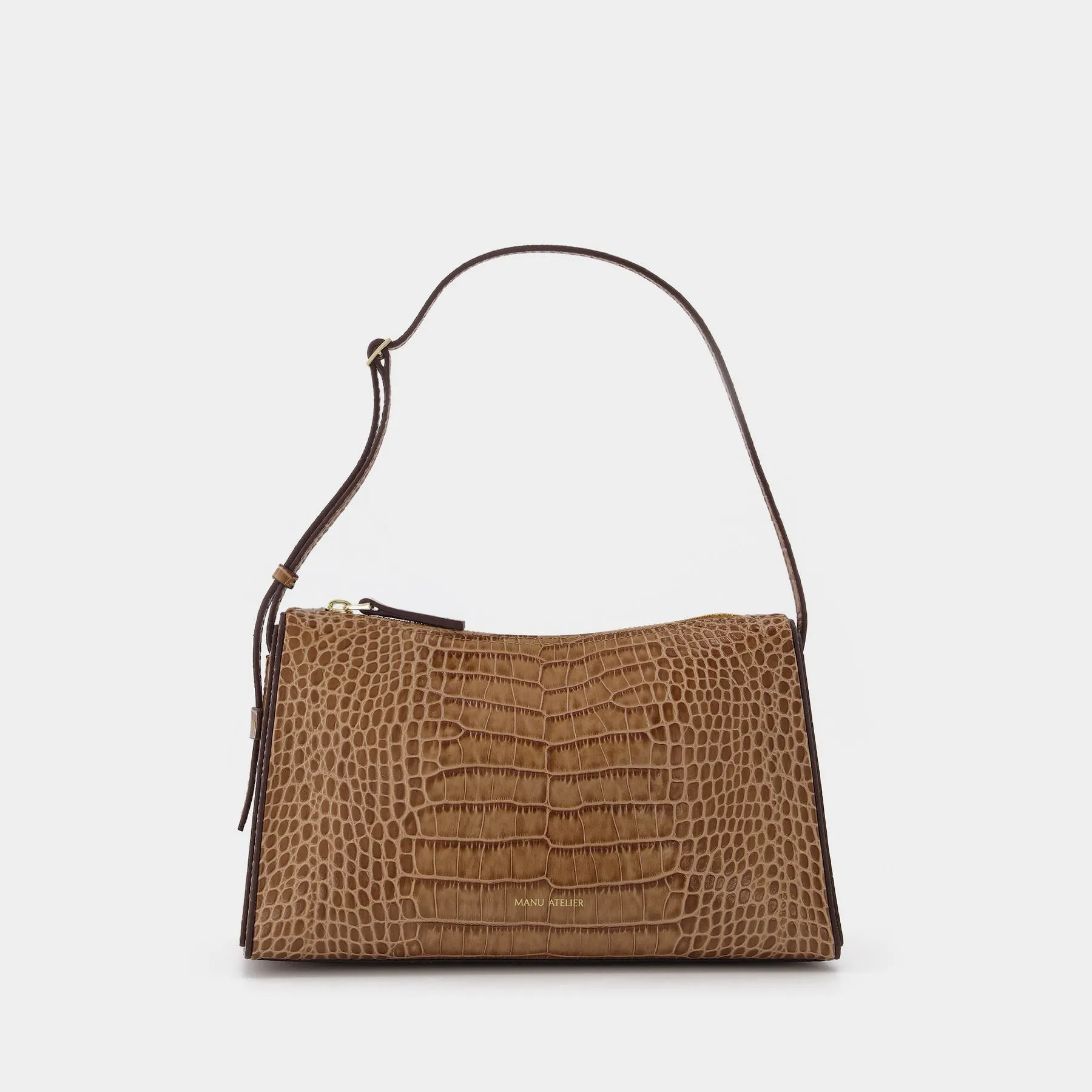 Prism Bag in Brown Croc-Embossed Leather