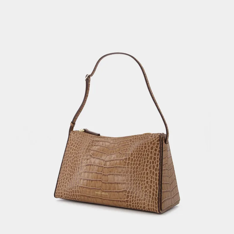 Prism Bag in Brown Croc-Embossed Leather