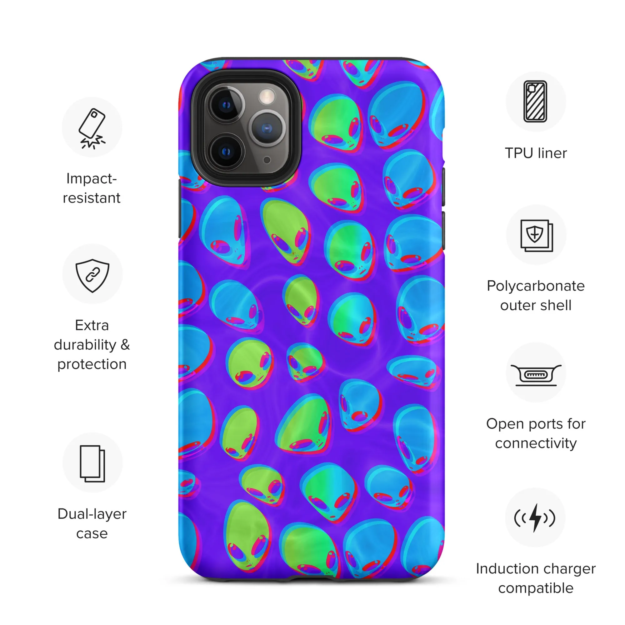 Purple Alien Vapor Glitch Tough Case for iPhone