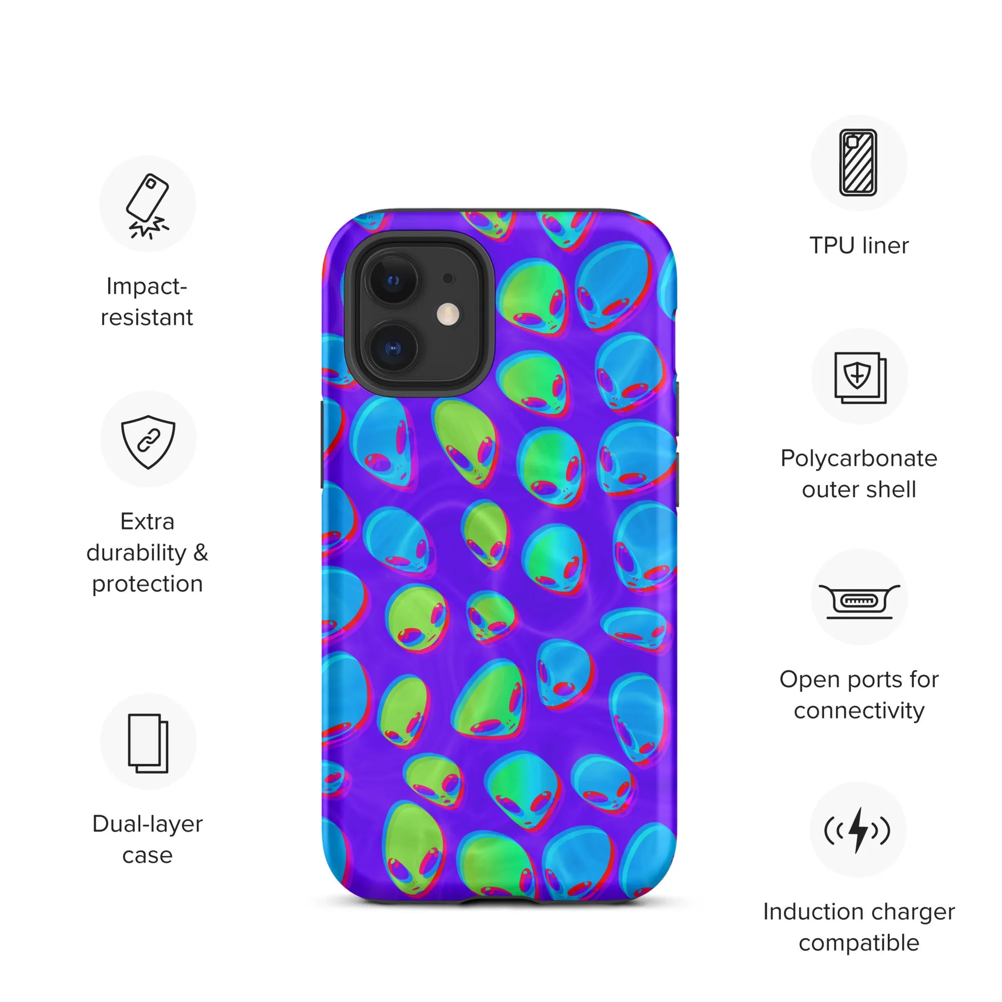 Purple Alien Vapor Glitch Tough Case for iPhone