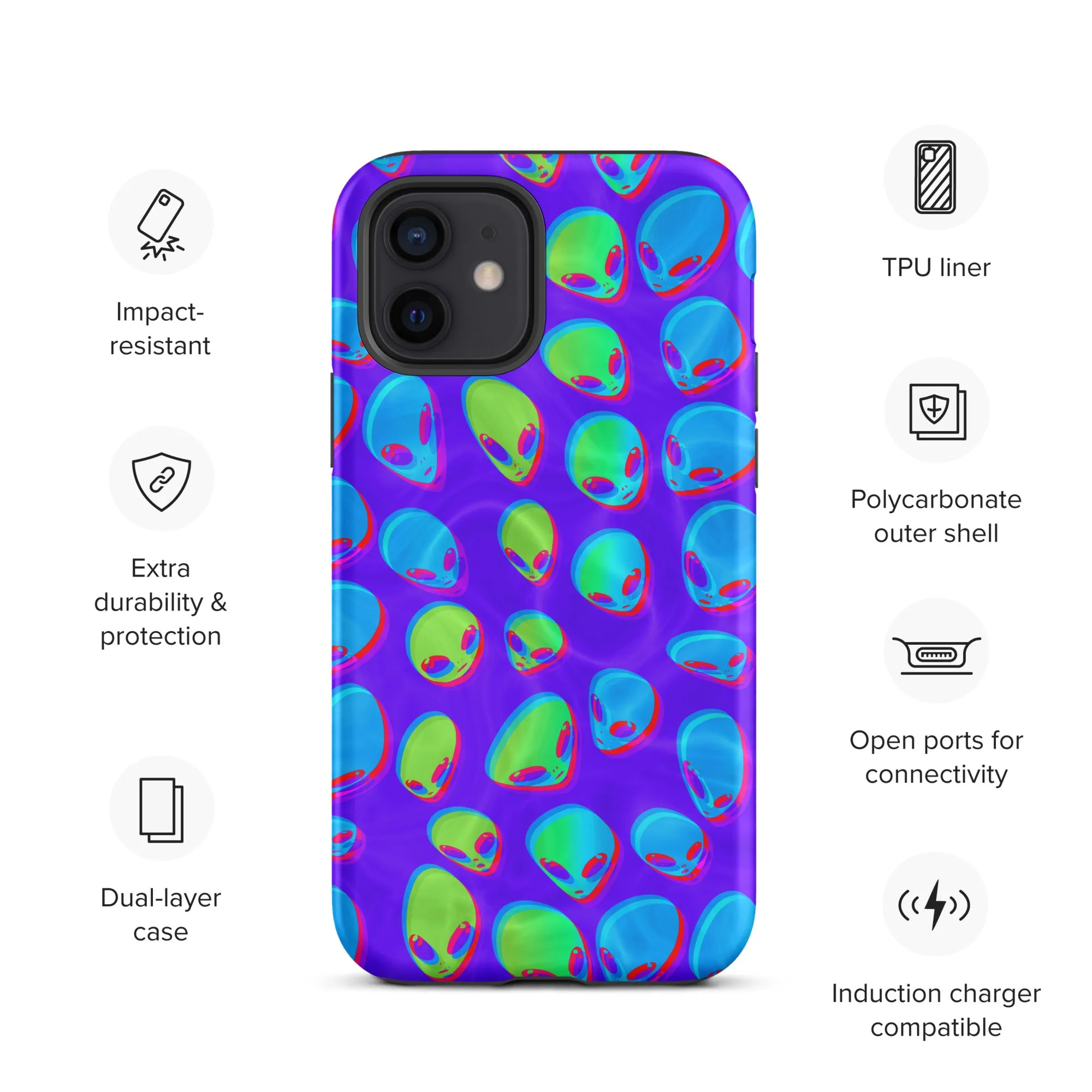 Purple Alien Vapor Glitch Tough Case for iPhone