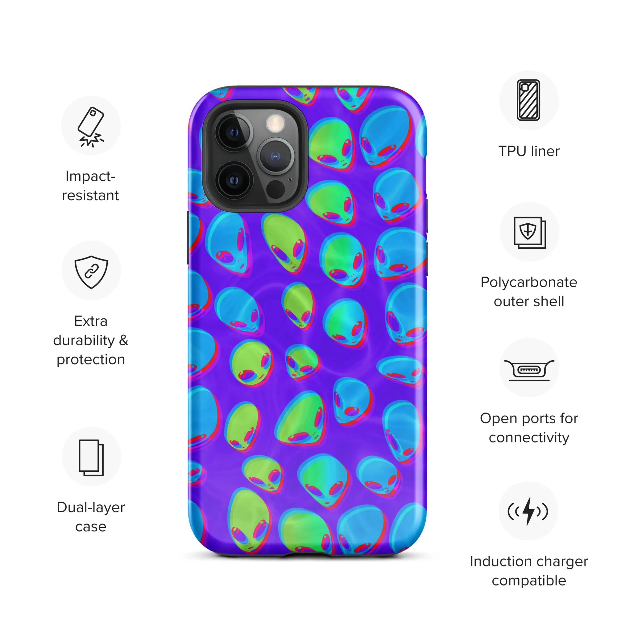 Purple Alien Vapor Glitch Tough Case for iPhone