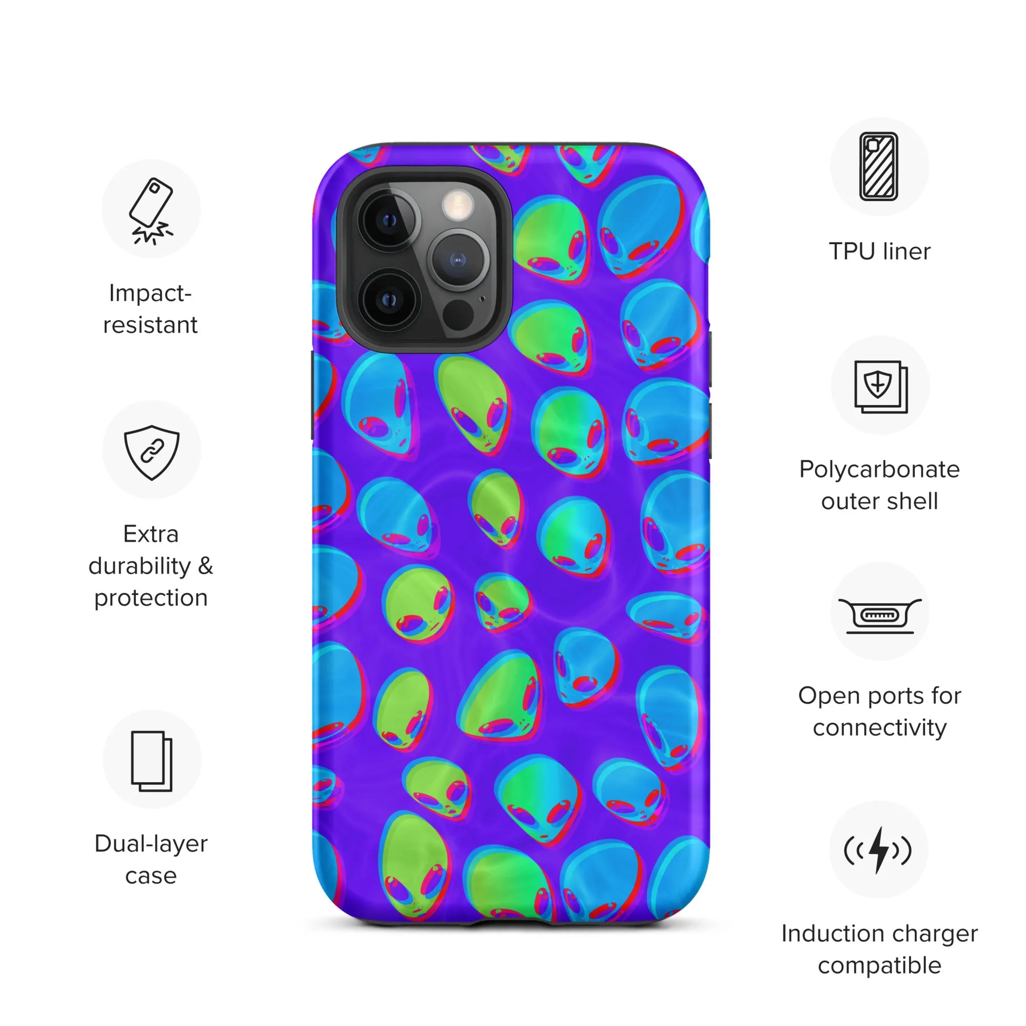 Purple Alien Vapor Glitch Tough Case for iPhone