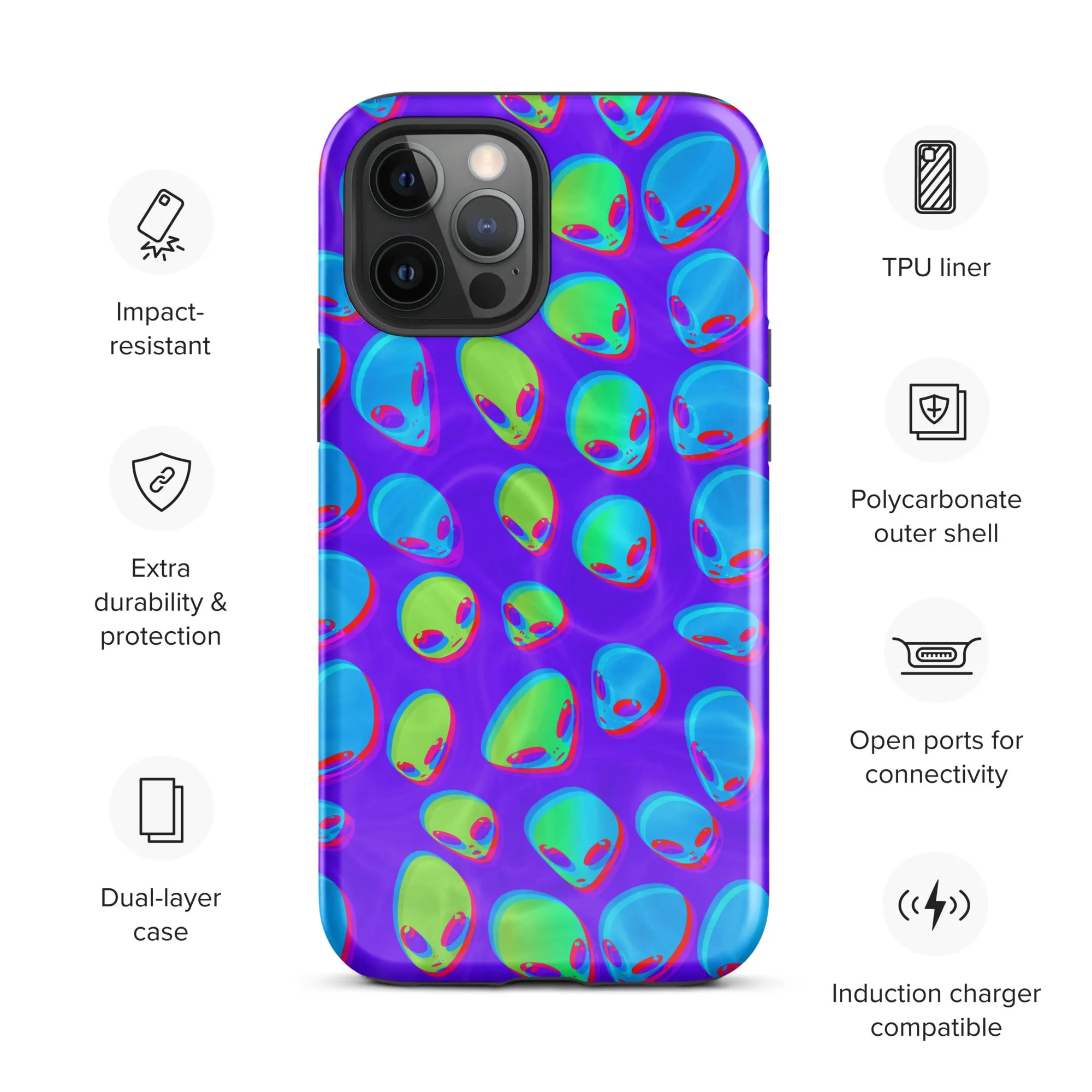 Purple Alien Vapor Glitch Tough Case for iPhone