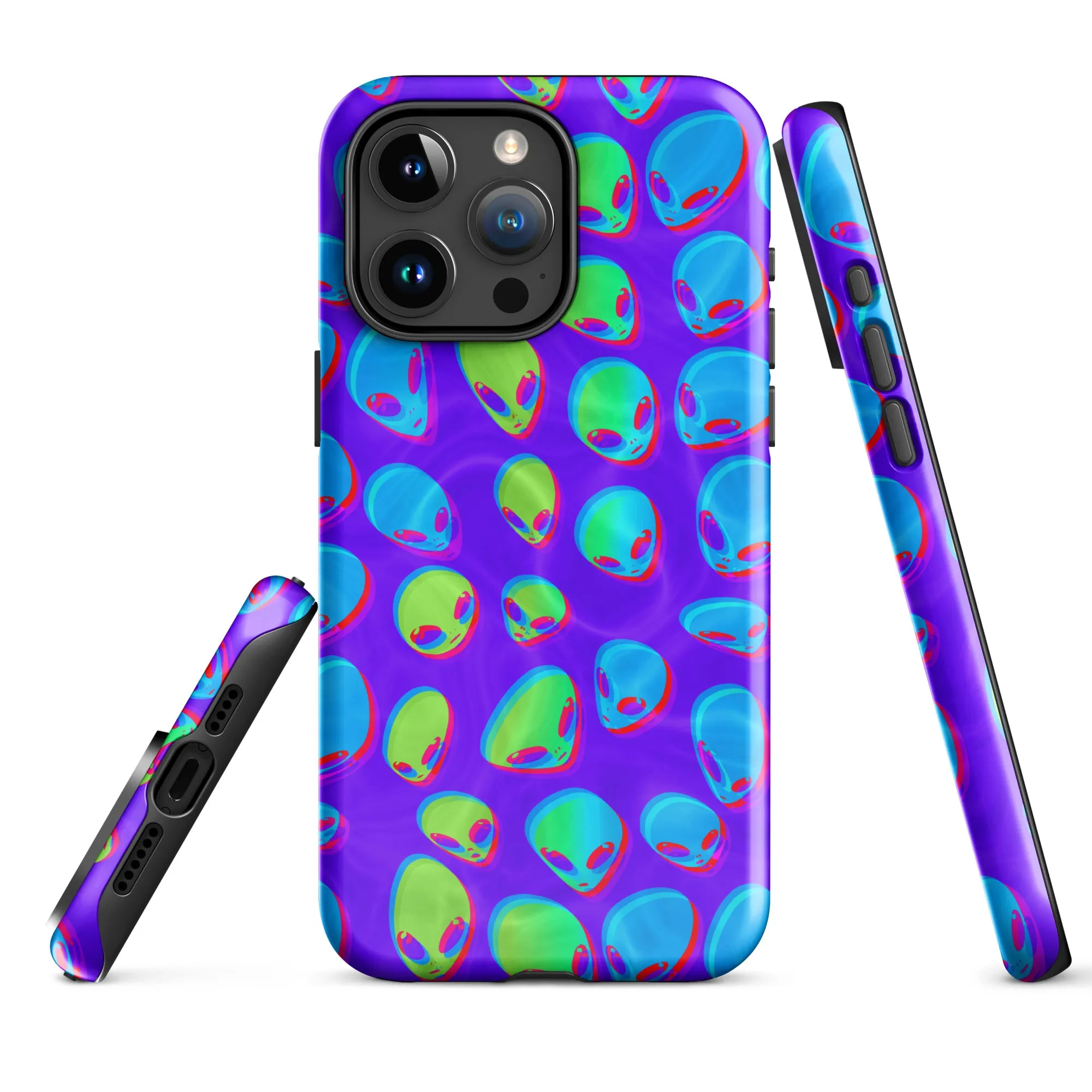 Purple Alien Vapor Glitch Tough Case for iPhone