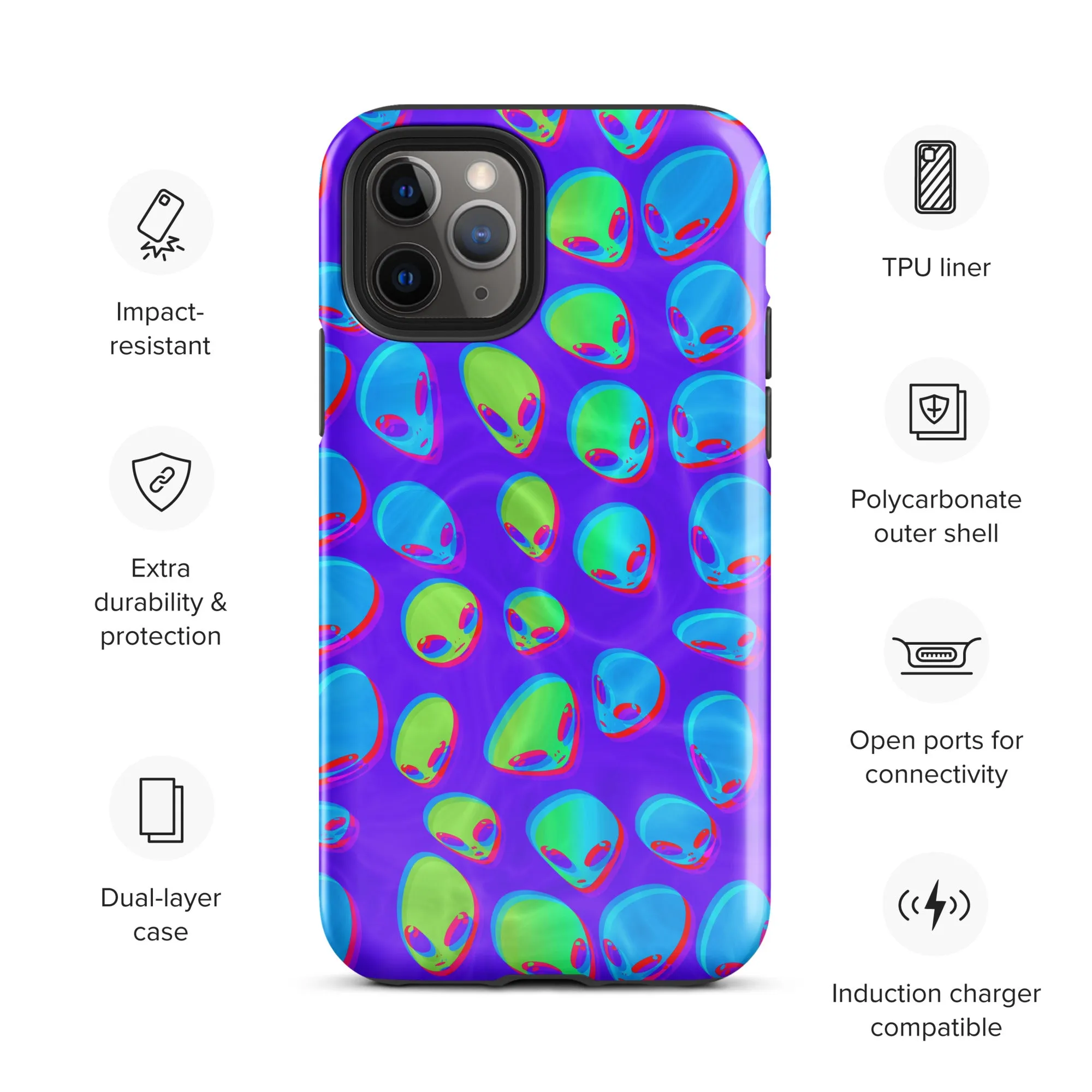 Purple Alien Vapor Glitch Tough Case for iPhone