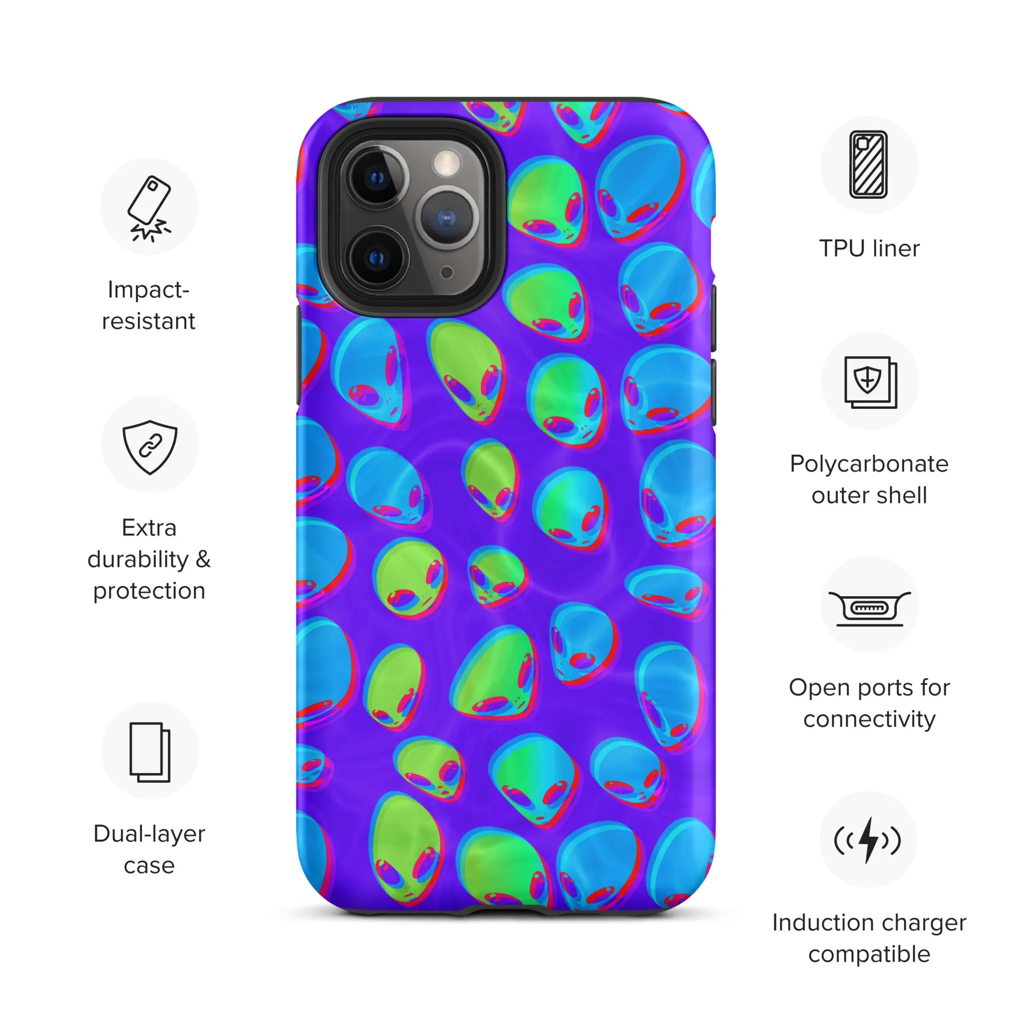 Purple Alien Vapor Glitch Tough Case for iPhone