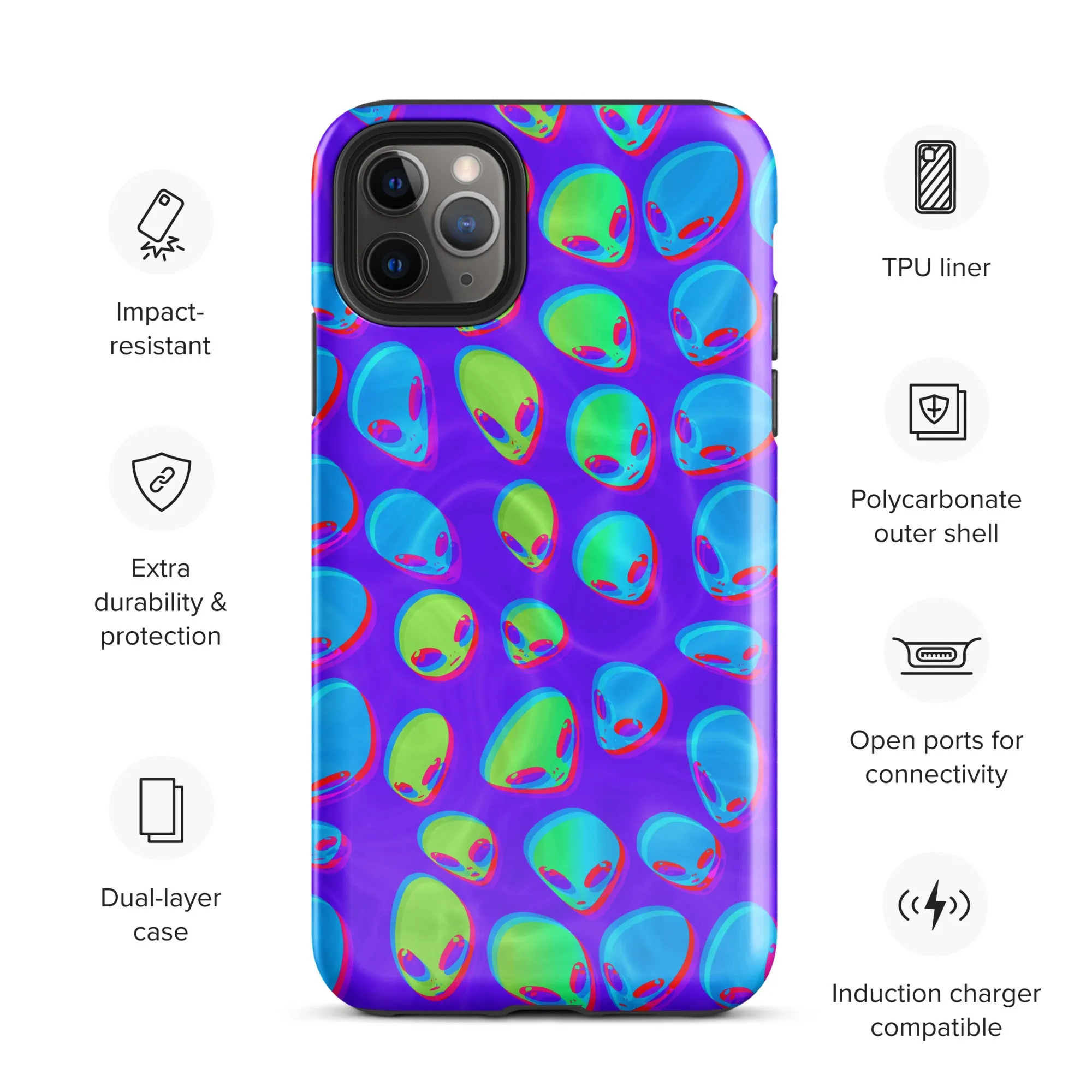 Purple Alien Vapor Glitch Tough Case for iPhone