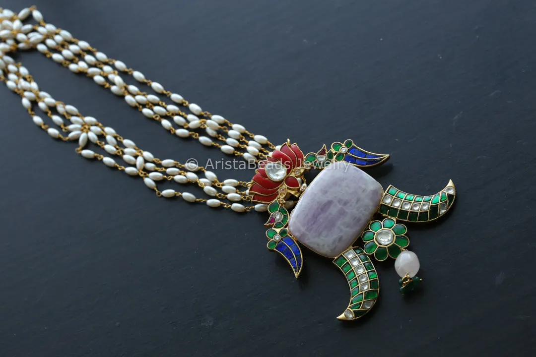 Purple Chalcedony Jadau Kundan Neclace