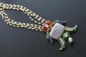 Purple Chalcedony Jadau Kundan Neclace