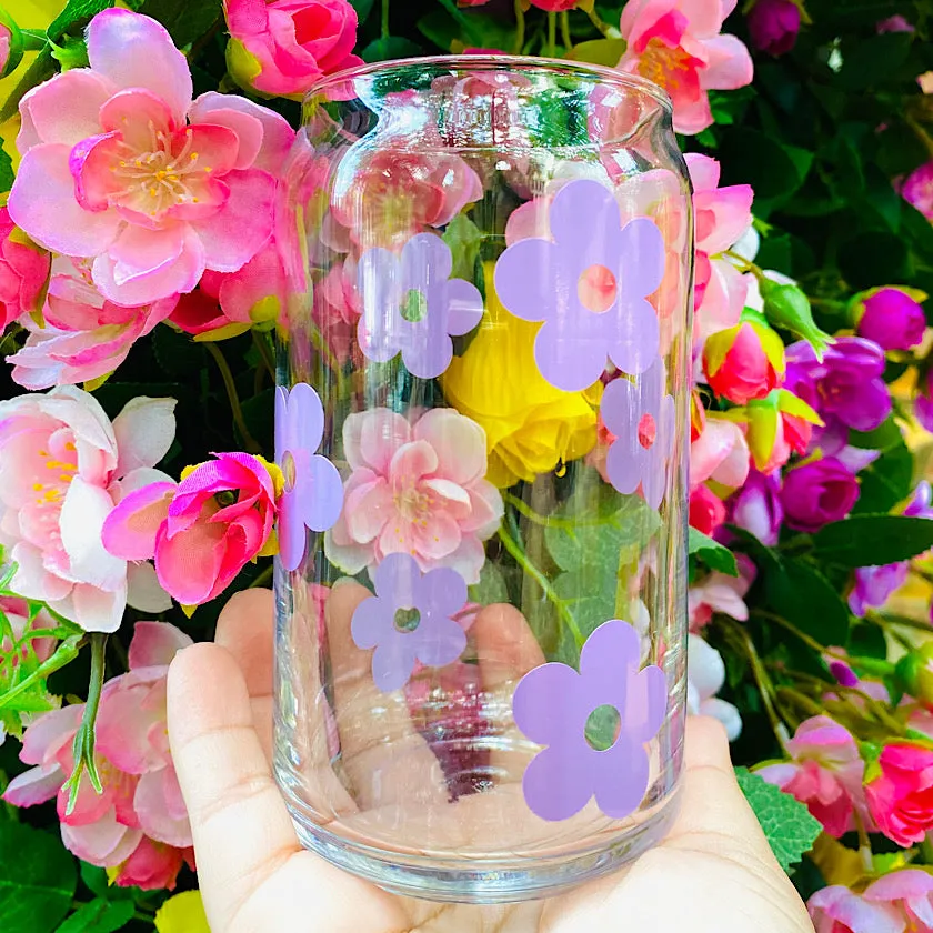 Purple Daisy Ice Coffee Cup