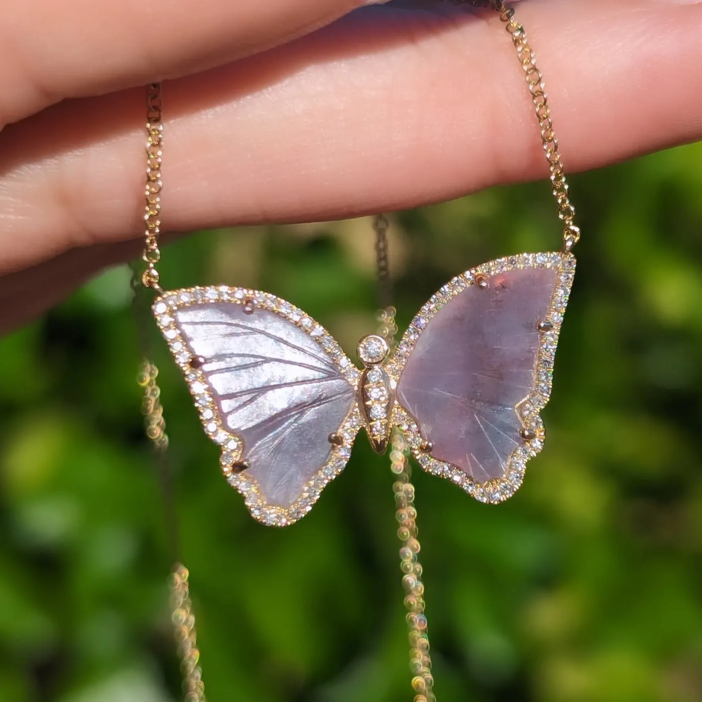 Purple Paraiba Tourmaline Butterfly Necklace with Diamonds