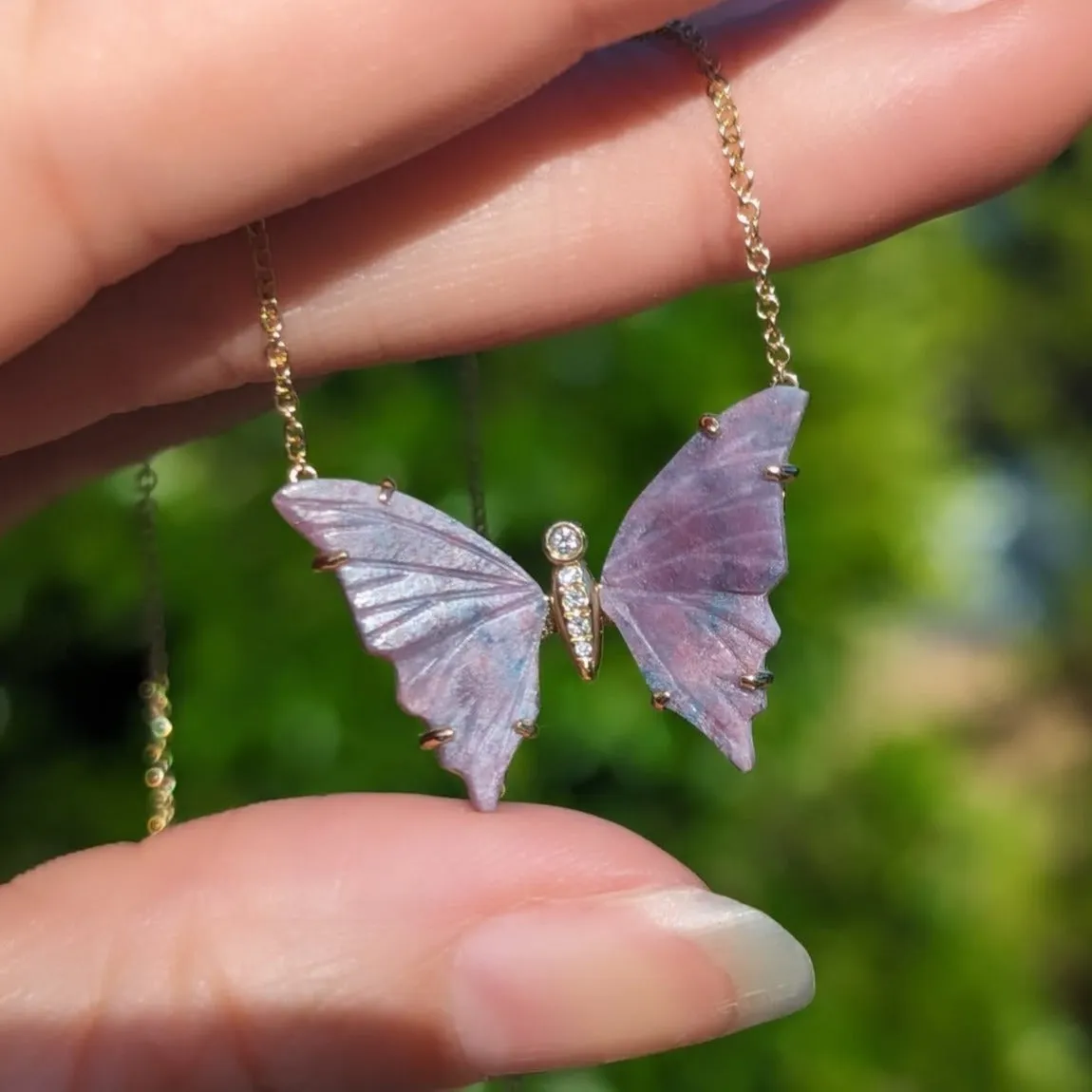 Purple Paraiba Tourmaline Butterfly Necklace with Prongs