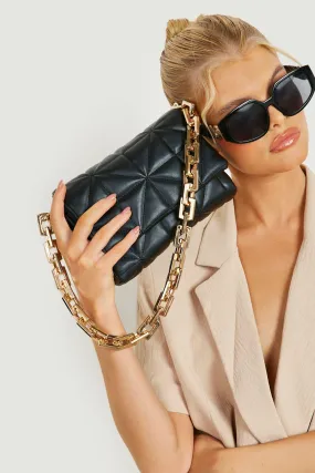 Quilted Chain Strap Cross Body Bag