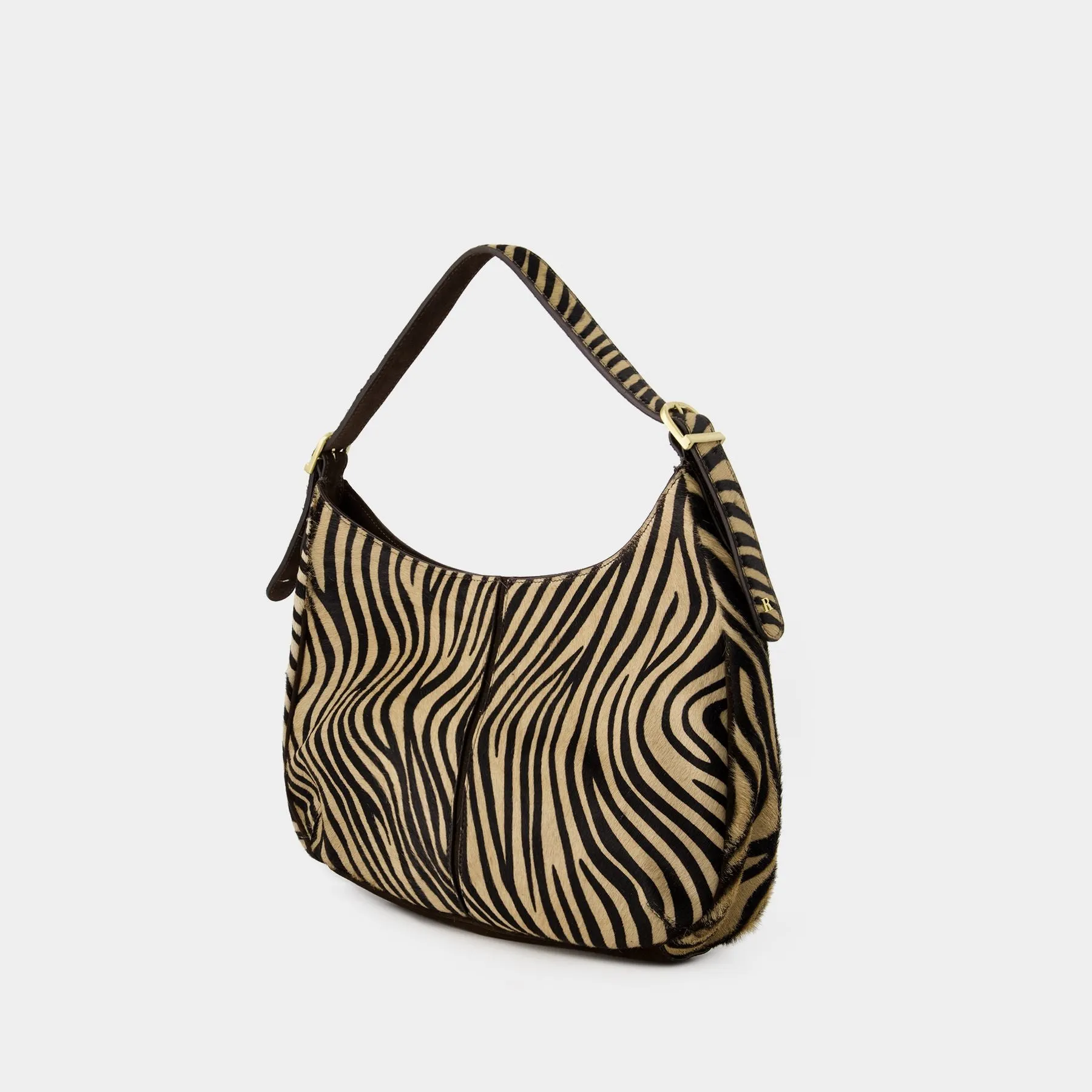 Rouje  Big Hobo Bag - Rouje - Leather - Beige Zebra