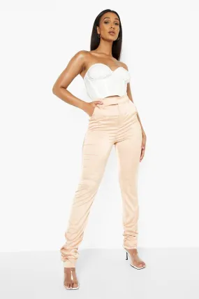 Ruched Hem Satin Pants